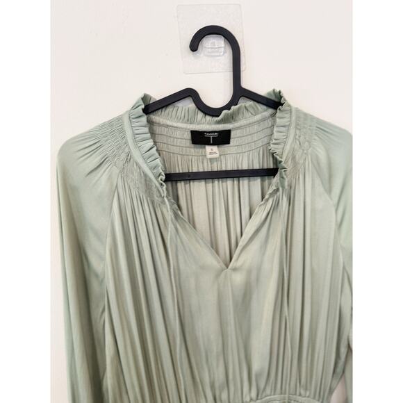 Tahari Women's Green Split Neck Tiered Long Sleeve A-Line Dress Size Small 1961 - Picture 5 of 8